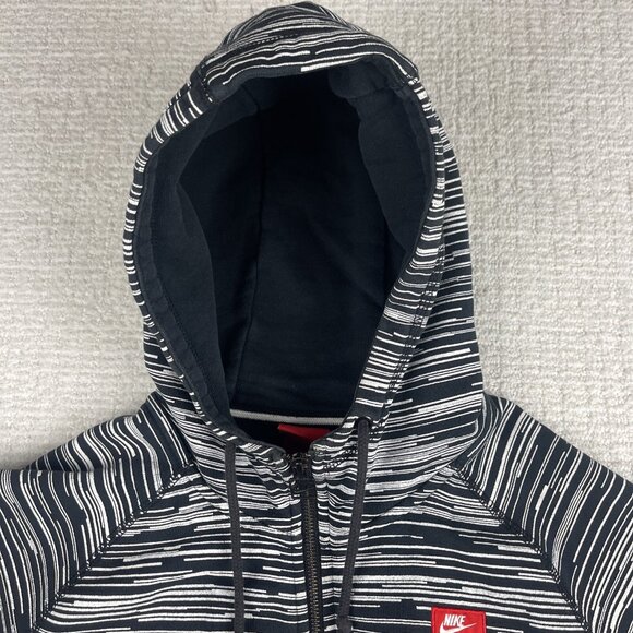 Nike Hoodie Mens M Black White AW77 FT Speed Stripe Full Zip 614488-010 - Picture 7 of 16